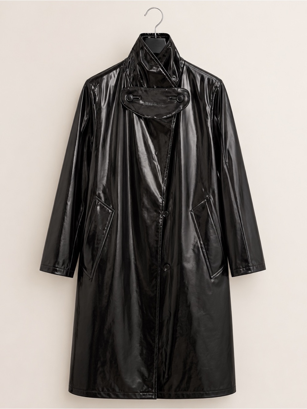Stutterheim Black Patent Trench Coat